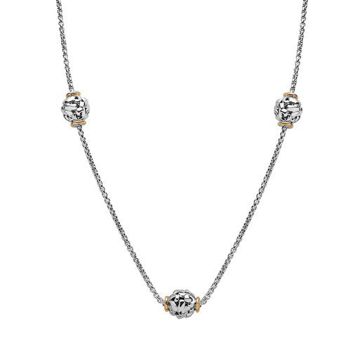 Silver Ivy Two Tone Bead Chain Necklace