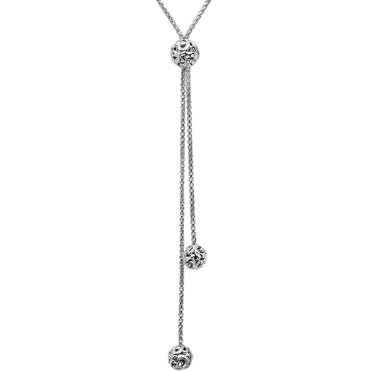 Silver Ivy Bead Lariat Necklace