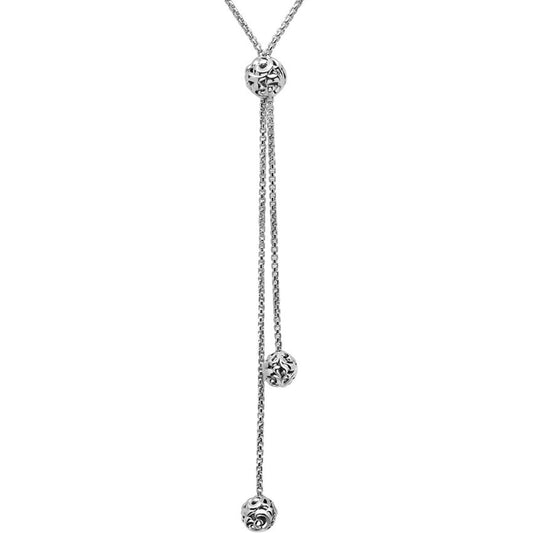 Silver Ivy Bead Lariat Necklace