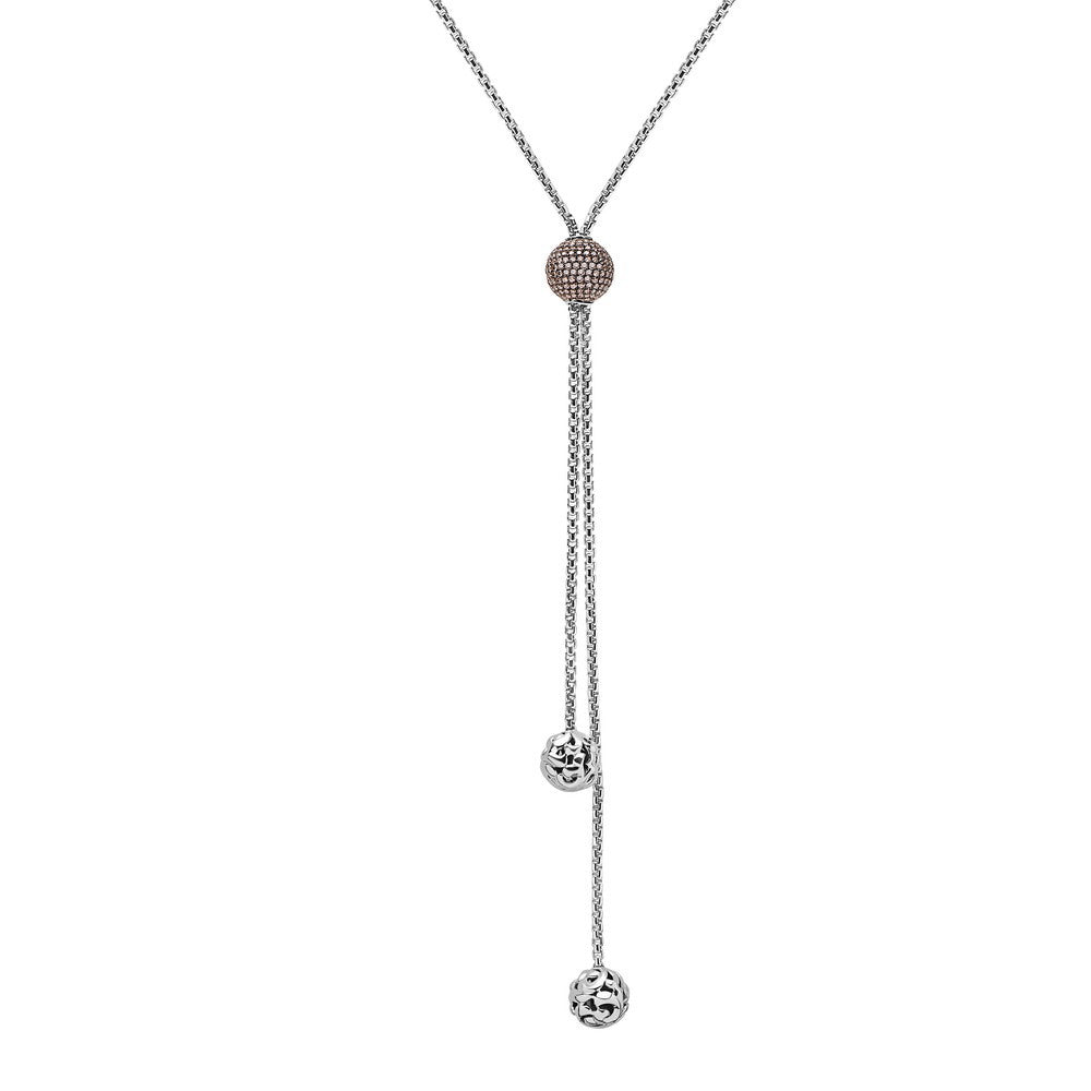 Silver Ivy Bead Lariat Necklace