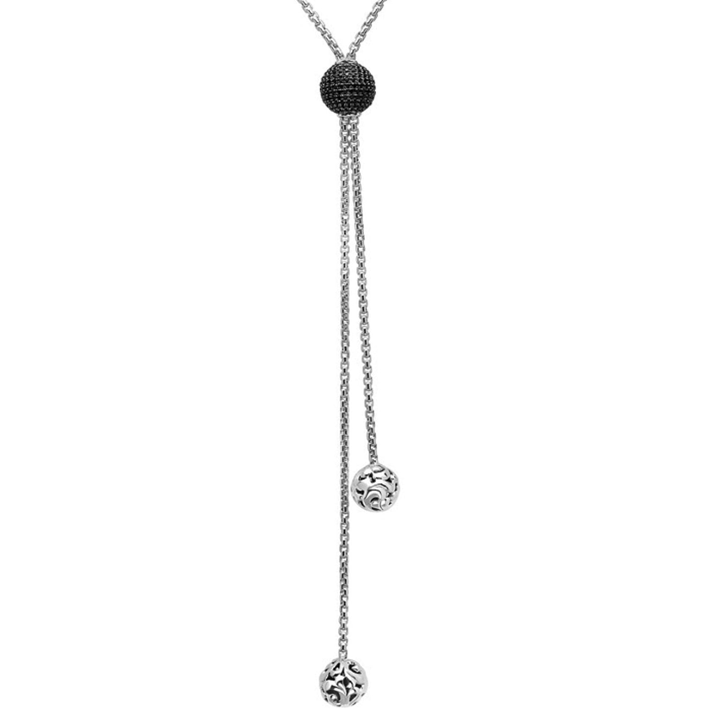 Silver Ivy Bead Lariat Necklace