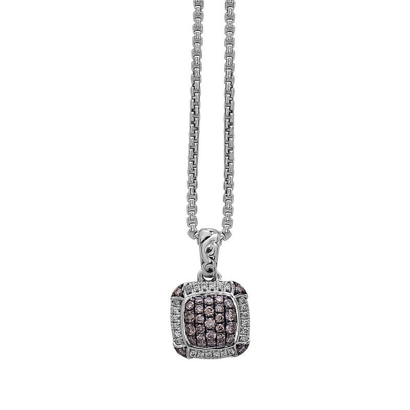 Silver Ivy Cushion Pave Pendant