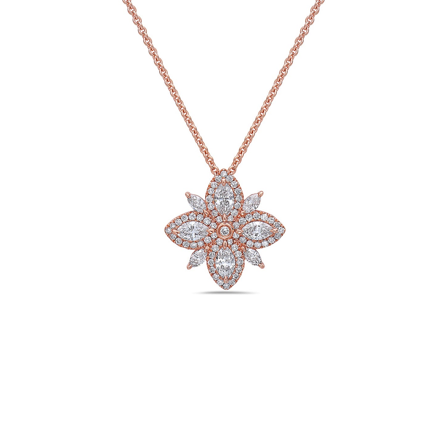 Diamond Lotus Pendant Necklace