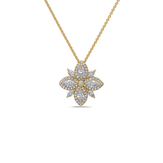 Diamond Lotus Pendant Necklace