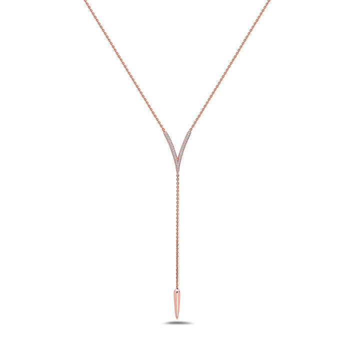 Diamond Drop V Tassel Necklace