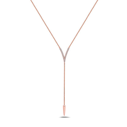 Diamond Drop V Tassel Necklace