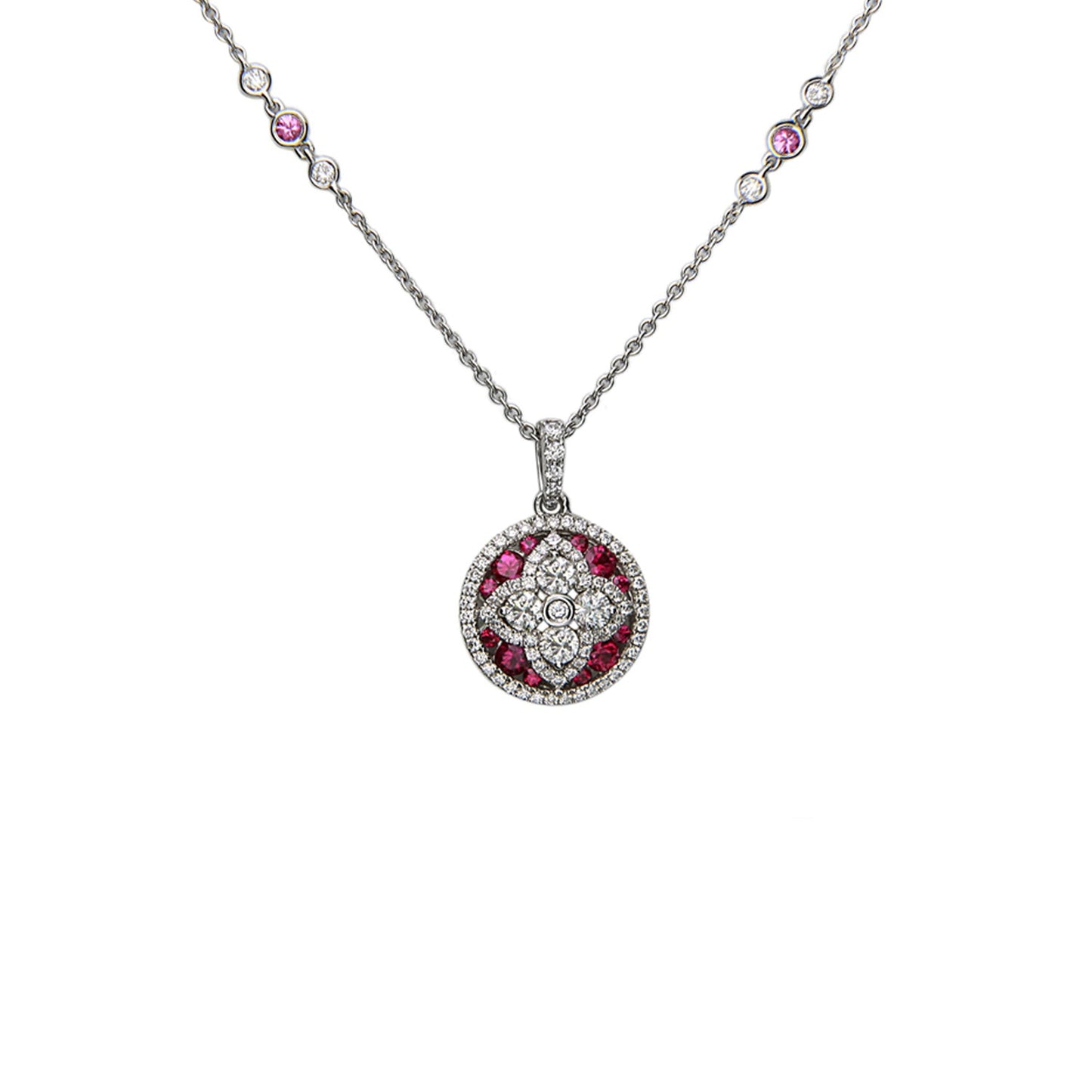 Quatrefoil Round Diamond Necklace