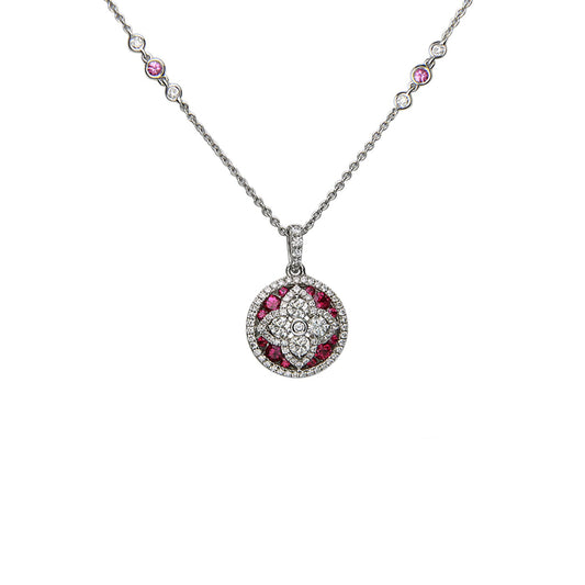 Quatrefoil Round Diamond Necklace