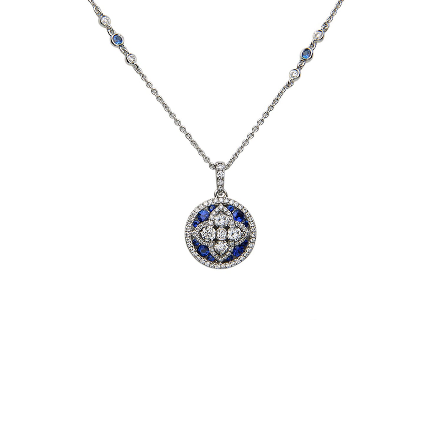 Quatrefoil Round Diamond Necklace