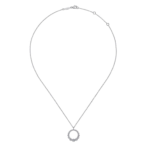 Gabriel & Co |14K White Gold Diamond Circle Pendant Necklace