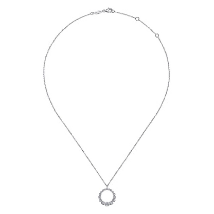 Gabriel & Co |14K White Gold Diamond Circle Pendant Necklace