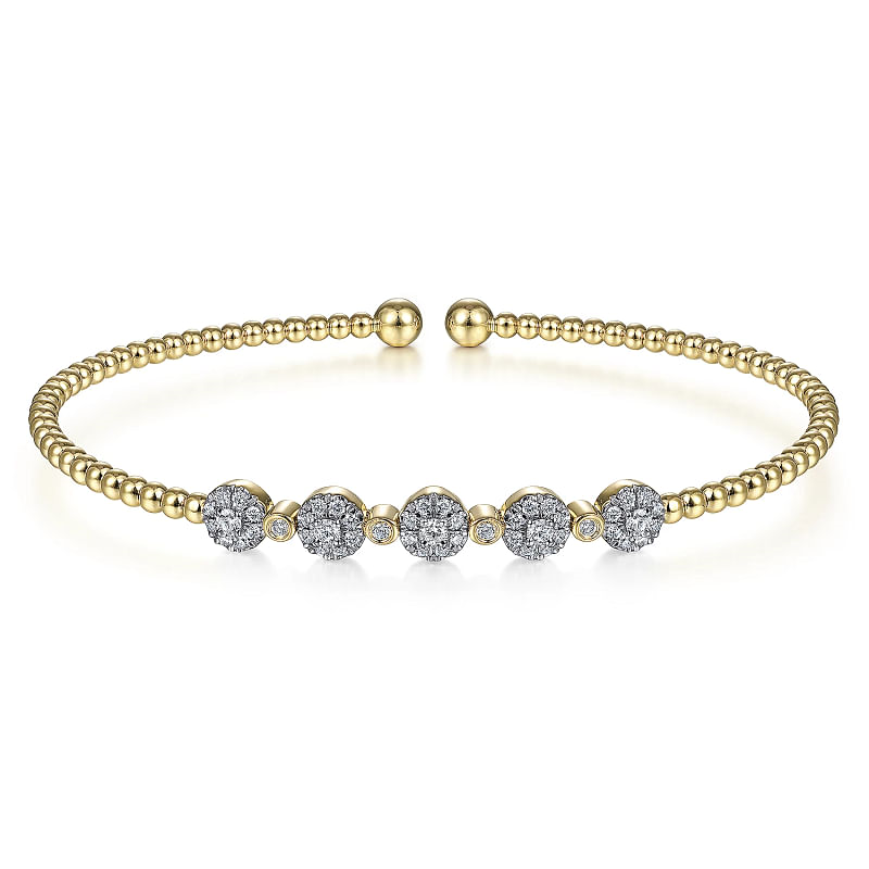 Gabriel & Co | 14K Yellow Gold Bujukan Diamond Split Bangle