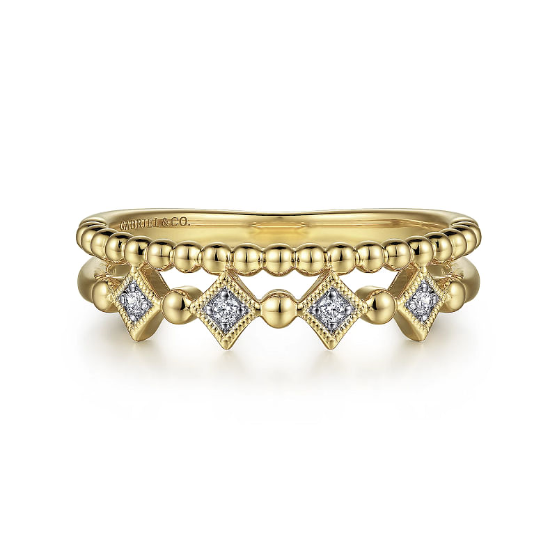 Gabriel & Co | 14K Yellow Gold Bujukan Diamond Stackable Ring