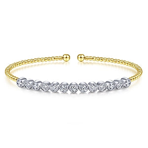 Gabriel & Co | 14K White and Yellow Gold Diamond Bangle