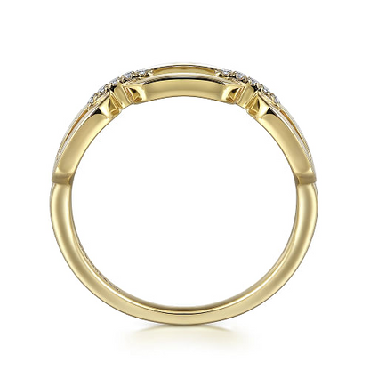 Gabriel & Co | 14K Yellow Gold Diamond Link Chain Ladies Ring