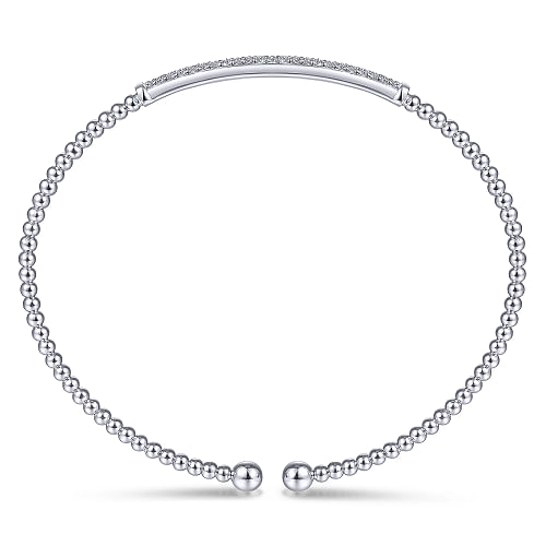 Gabriel & Co | 14K White Gold Bujukan Diamond Bar Split Bangle