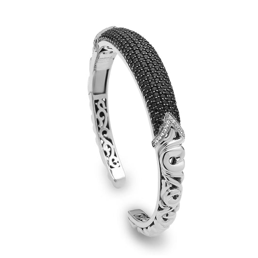 SILVER IVY PAVE CUFF