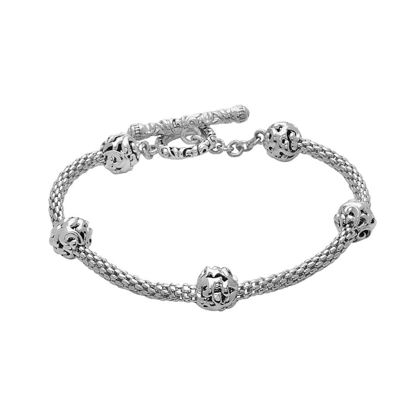 Silver Ivy 5 Bead String Bracelet