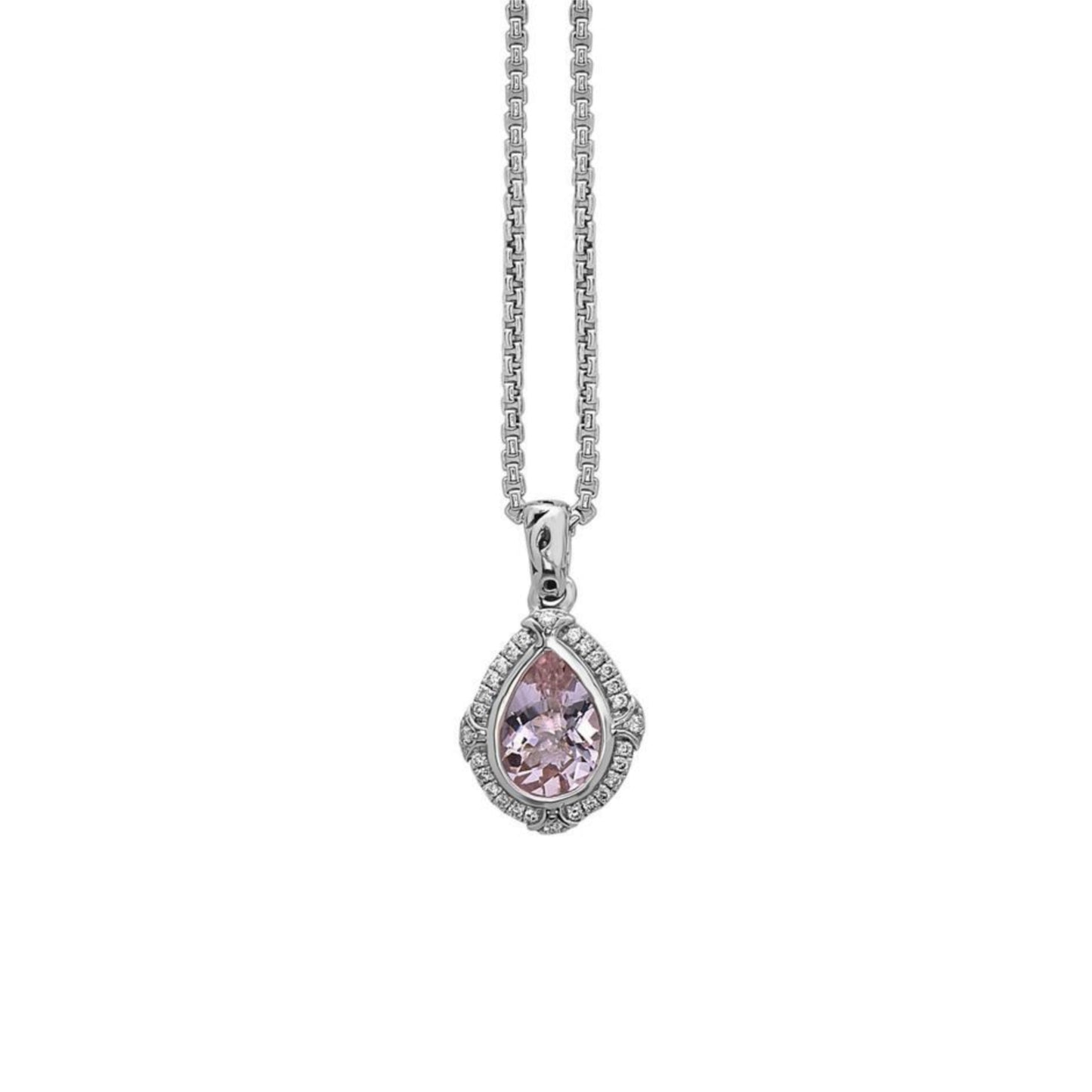 Silver Ivy Gemstone and Diamond Pear Pendant