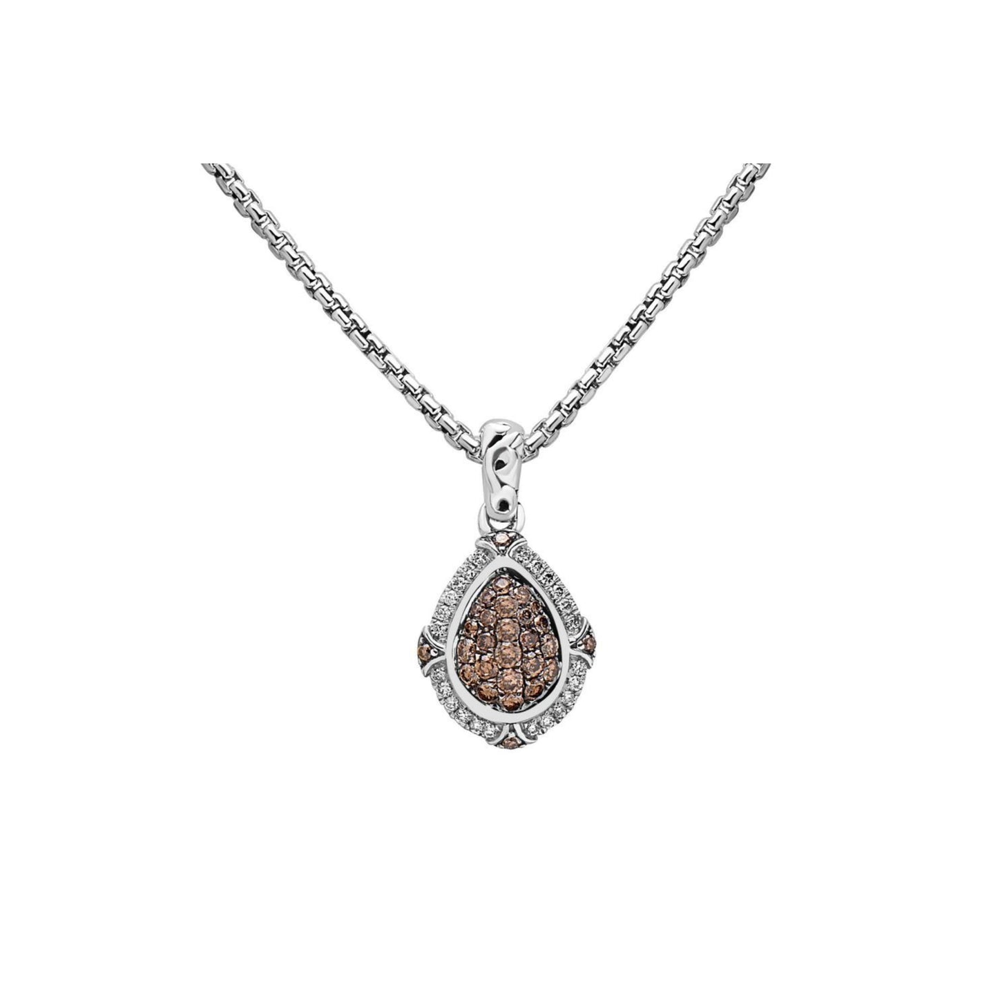 Silver Ivy Gemstone and Diamond Pear Pendant