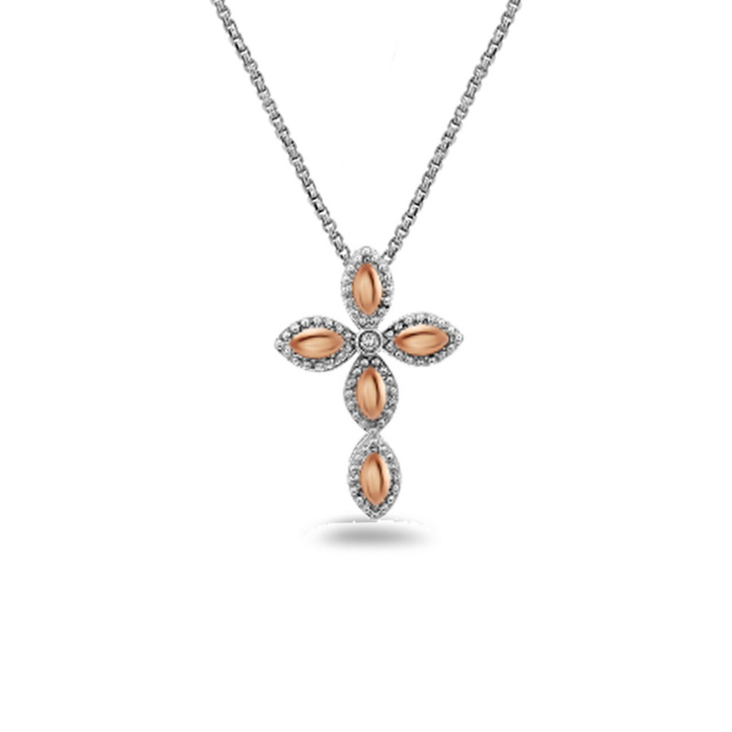 Silver Firefly Diamond Bead Cross Necklace