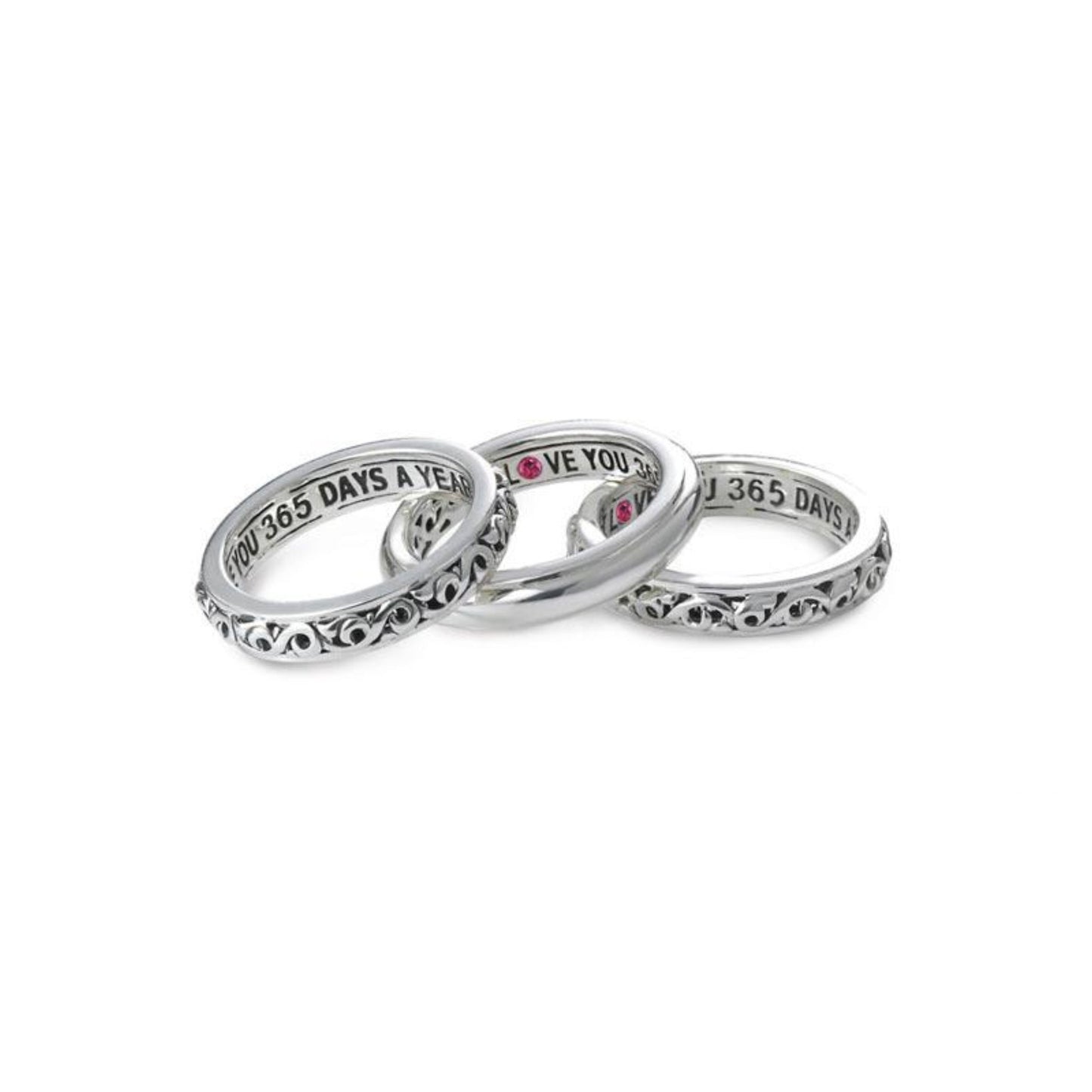 Silver I Love You 365 Days A Year' Stackable Band Rings