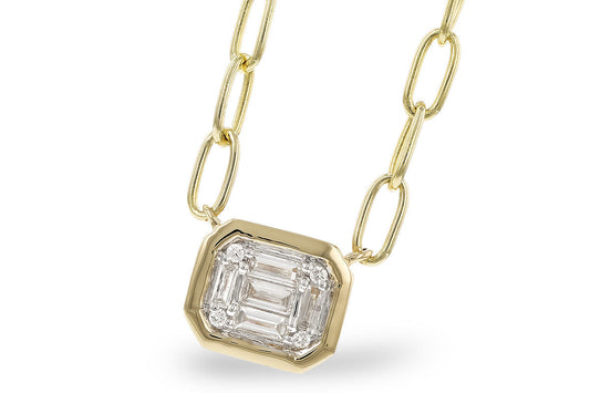 Yellow Gold Illusion Set Diamond Necklace