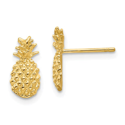 14K Polished and Textured Pineapple Post Earrings