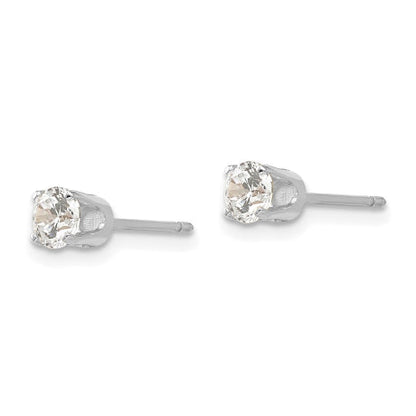 14k White Gold 4mm CZ stud earrings