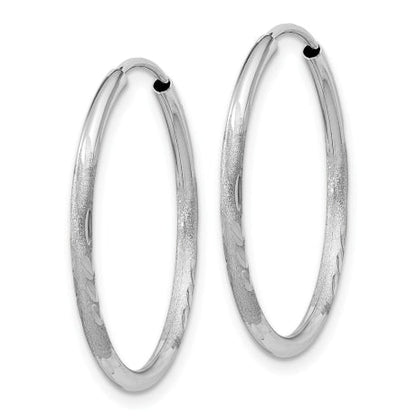 14k White Gold 1.5mm Diamond-cut Endless Hoop Earrings