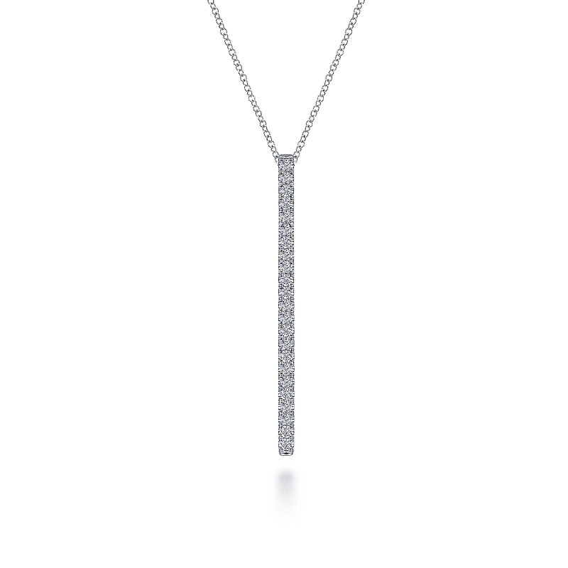 Gabriel & Co | 14K White Gold Diamond Bar Pendant Necklace