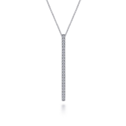 Gabriel & Co | 14K White Gold Diamond Bar Pendant Necklace