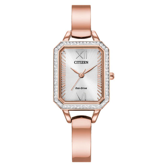 Citizen Ladies Rose Tone Silhouette Crystal Eco Drive Watch EM0983-51A