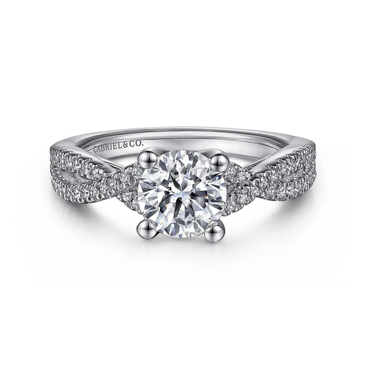 Gabriel & Co | Gina - 14K White Gold Round Twisted Diamond Engagement Ring