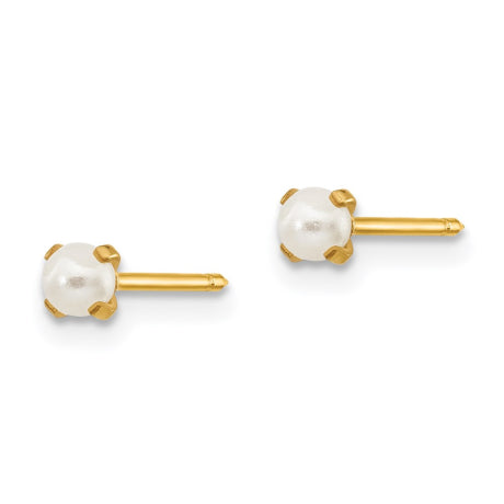 Inverness 14k 3mm Simulated Pearl Post Earrings