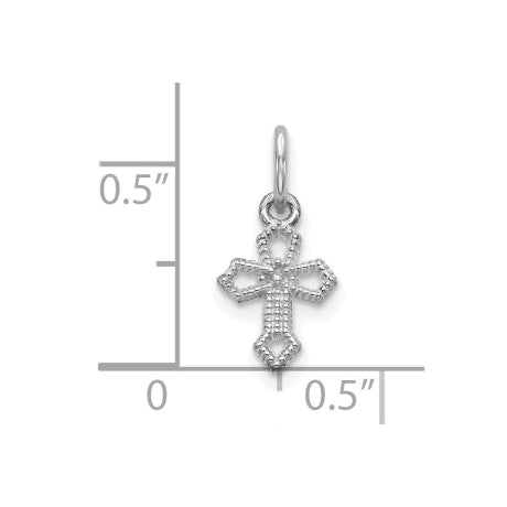 10K White Gold Passion Cross Charm