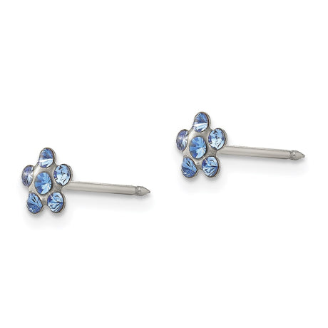 Inverness Stainless Steel Blue Crystal Post Earrings