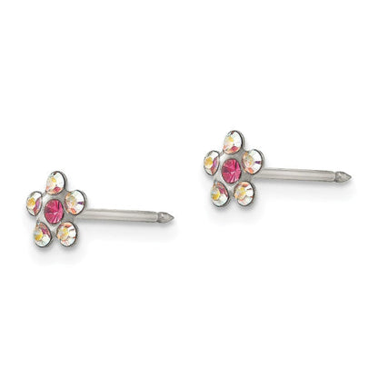 Inverness Stainless Steel Clear/Rose Crystal Post Earrings