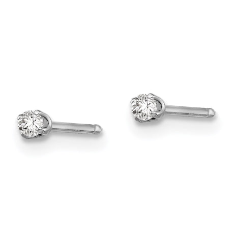 Inverness 14k White Gold 2mm CZ Post Earrings