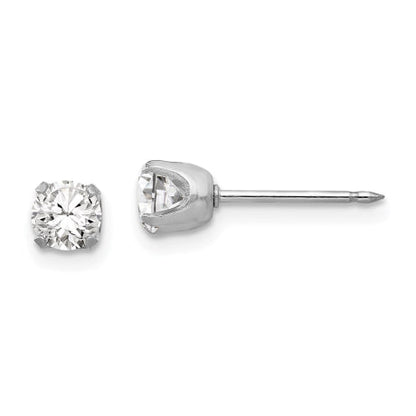 Inverness 14k White Gold 4.25mm CZ Post Earrings