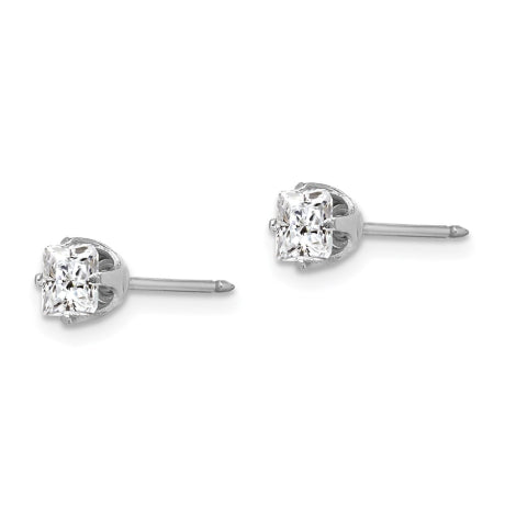 Inverness 14k White Gold 5mm Sq CZ Post Earrings