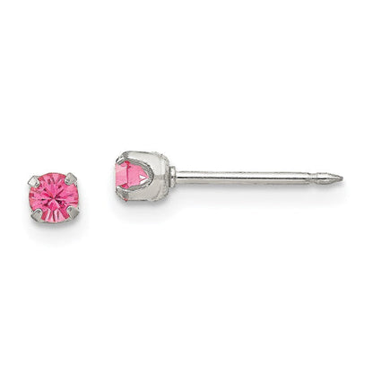 Inverness Stainless Steel 3mm Rose Crystal Earrings