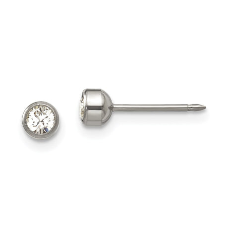 Inverness Titanium 4mm Bezel Crystal Earrings