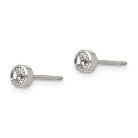 Inverness Titanium 4mm Bezel Crystal Earrings