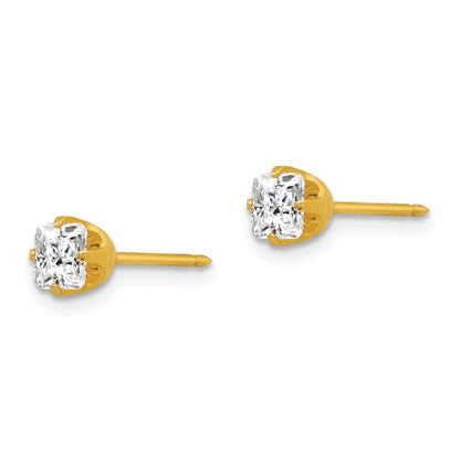 Inverness 14k 5mm Sq. Princess CZ Post Earrings