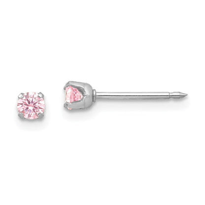 Inverness 14k White 3mm Pink CZ Earrings