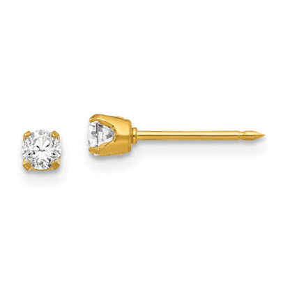 Inverness 24k Plated 3mm CZ Post Earrings