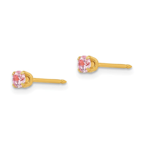 Inverness 24k Plated 3mm Pink CZ Post Earrings