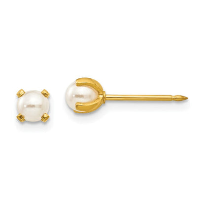 Inverness 24k Plated 4mm Simulated Pearl Earrings