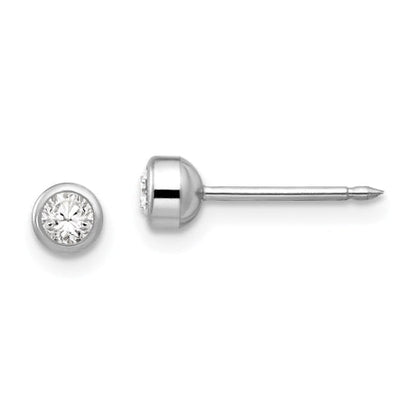 Inverness 14k White Gold 4mm April Crystal Bezel Earrings